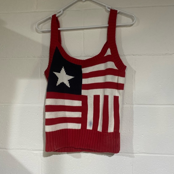Red and White Star Striped Tank Top sweater Tommy Hilfiger medium - Picture 1 of 7